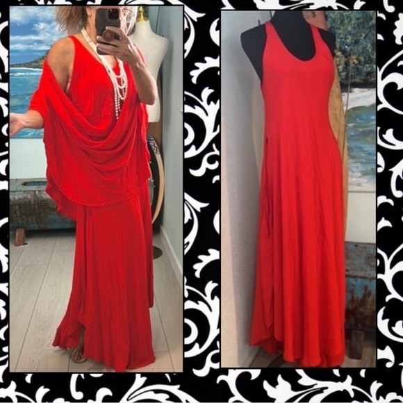 Afghan Blue Sky,Stunning Red,Convertible EUC,Heavier(No Bundles)POCKETS, Size M - Picture 1 of 16